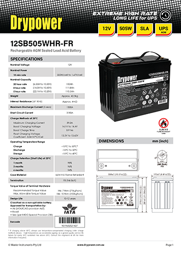 12SB505WHR Datasheet