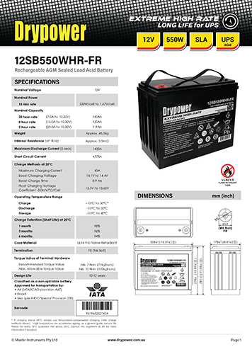 12SB550WHR Datasheet