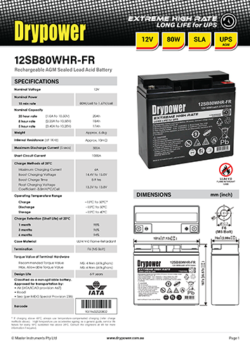 12SB80WHR Datasheet
