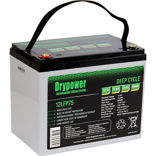12SB80CL-FR Drypower 12V AGM Deep Cycle Power Battery - UL94 V-0 Flame  Retardant Case - Drypower